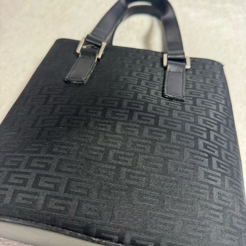 Vintage 90s 2000s Y2K Black Monogram Canvas Purse with Strap - New Deadstock - Picture 2 of 7